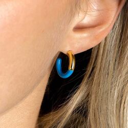 ZINZI vergulde steekcreolen met wit emaille ZIO2315B