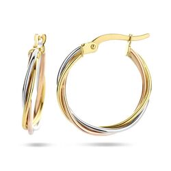 14krt gouden oorringen tricolor 20mm