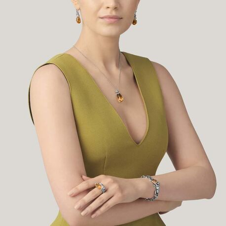 Giovanni Raspini zilveren collier Leopard Drop Citrine kristal