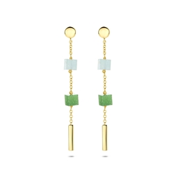 oorhangers blauw en groen kwartsiet 46 mm