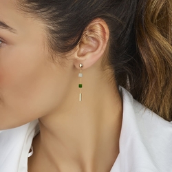 oorhangers blauw en groen kwartsiet 46 mm