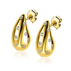 ZINZI vergulde oorstekers druppel met zirkonia