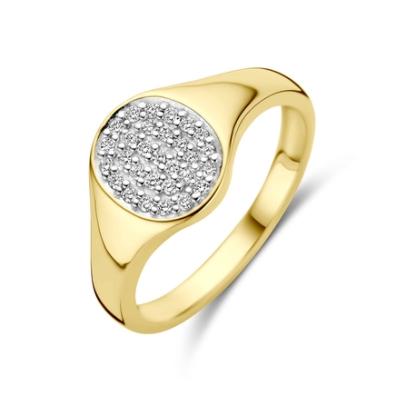 14 krt gouden ring diamant gestift 0.15ct h si