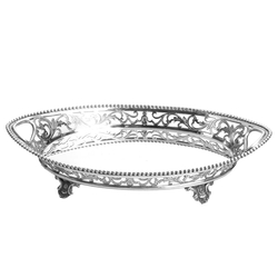 Klein zilveren dienblaadje parelrand anno 1920