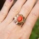 Vintage 14krt gouden ring met bloedkoraal