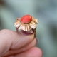 Vintage 14krt gouden ring met bloedkoraal