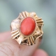 Vintage 14krt gouden ring met bloedkoraal