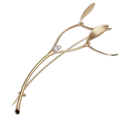 Hele grote verguld zilveren broche mistletoe