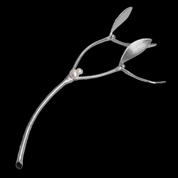 Hele grote zilveren broche mistletoe, Bruno da Rocha