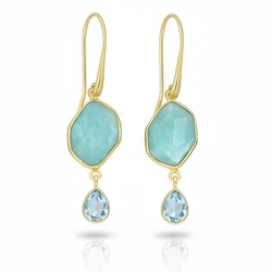 Verguld zilveren oorbellen met amazoniet en topaas