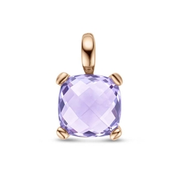 Roségouden hanger amethist vierkant