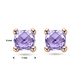 Roségouden oorstekers amethist vierkant