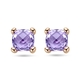 Roségouden oorstekers amethist vierkant