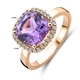 Roségouden ring amethist en diamant 0.14ct
