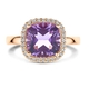 Roségouden ring amethist en diamant 0.14ct
