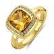 Geelgouden ring citrien en diamant 0,14 ct
