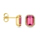 Geelgouden oorstekers roze toermalijn en diamant