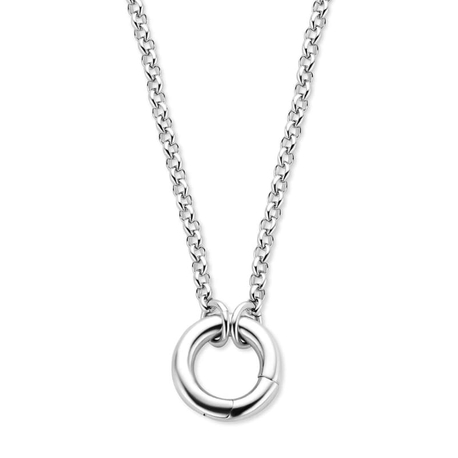 Zilveren collier met ronde connector