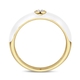Geelgouden ring wit emaille met diamant 0.10ct