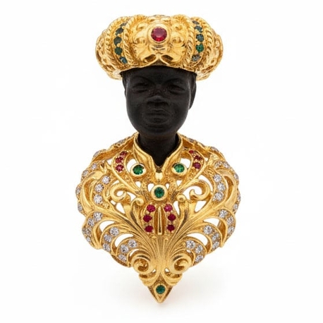 Verguld zilveren Moortje met smaragd granaat en zirkonia