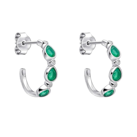 Laura Ashley creolen smaragd groen chalcedoon en zirkonia