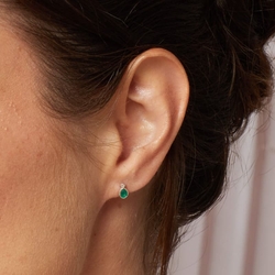 Laura Ashley oorstekers smaragd groen chalcedoon en zirkonia