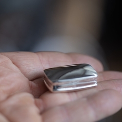 Glad rechthoekig zilveren doosje bewerkt zilver 3,5x2,5 cm