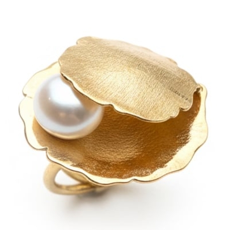 Bruno da Rocha verguld zilveren lelieblad met parel als bloem