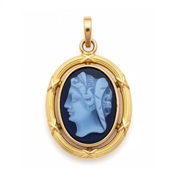 Vintage 18 krt gouden cameehanger