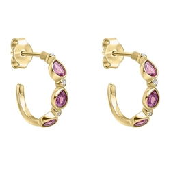 Laura Ashley vergulde steekcreolen Thornage Flowers met rhodoliet