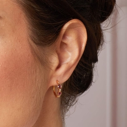 Laura Ashley verguld zilveren creolen rhodoliet