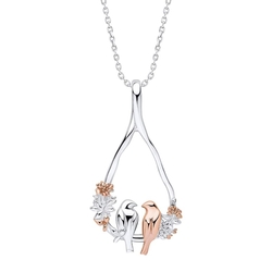 Laura Ashley bicolor  zilveren hanger Love Birds