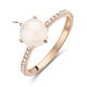 Roségouden ring met maansteen en diamant