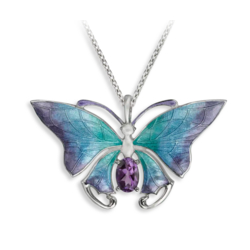 Nicole Barr collier met vlinder met emaille en amethist