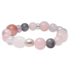 Heide Heinzendorff armband rozenkwarts, grijs kwart en zonnesteen