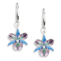 Nicole Barr oorhangers orchidee paars turkoois emaille nw0598YA