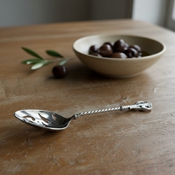 Antieke zilveren olijflepel Art Nouveau Van Kempen Voorschoten