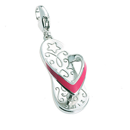 Zinzi zilveren bedel slipper roze Ch278