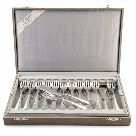 12 zilveren viscouverts Haags lofje De Zilverfabriek te Voorschoten anno 1930