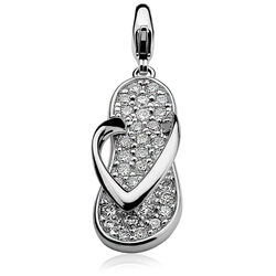 Zinzi zilveren bedel slipper zirkonia charms280