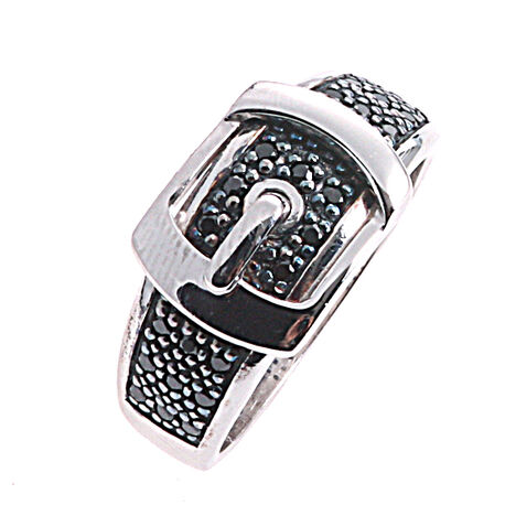 Zilveren ring gesp zwart zirconia zir682z Zinzi