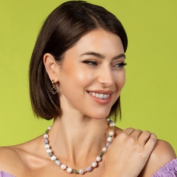 Heide Heinzendorff snoer apetiet, peridot, amethist, amazoniet, zonnesteen en parels