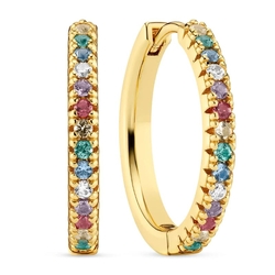 Sif Jakobs verguld creolen Ellera Grande met multicolor zirkonia