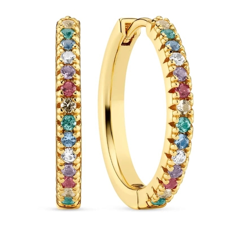 Sif Jakobs vergulde creolen met multicolor zirkonia