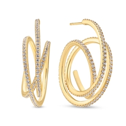 Sif Jakobs vergulde zilveren oorbellen Spirale zirkonia