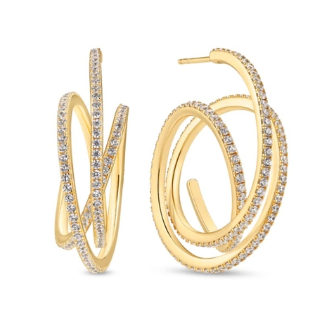 Sif Jakobs vergulde zilveren oorbellen Spirale zirkonia