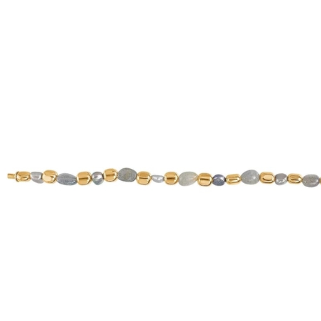 Heide Heinzendorff snoer labradoriet, zoetwaterparels en hematiet