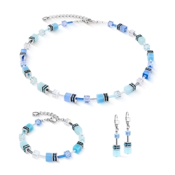 Coeur de Lion sieradenset 2838-2007 GeoCUBE Iconic aqua blue