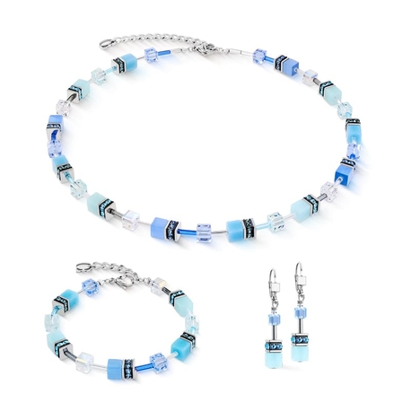 Coeur de Lion sieradenset 2838-2007 GeoCUBE Iconic aqua blue