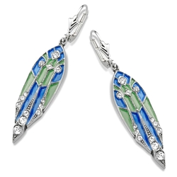 Zilveren oorbellen emaille Art Nouveau